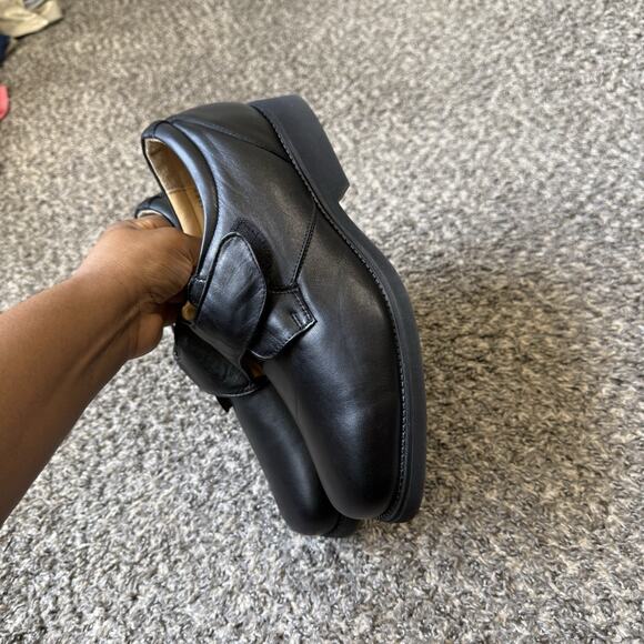 Hitchcock Men Black Moc Monk Strap Comfort Walking Shoes Loafers 9.5 6E Leather - Picture 7 of 13